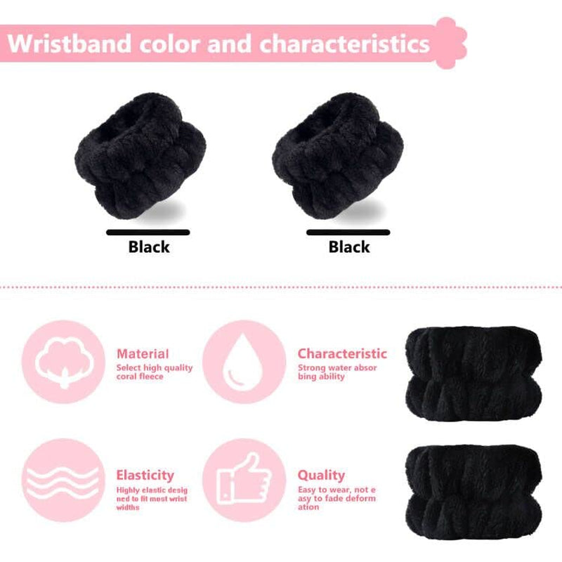 Microfiber Face Washing Wristbands - 2 Pack Absorbent Arm Towels for Spa and Daily Use for Women and Children