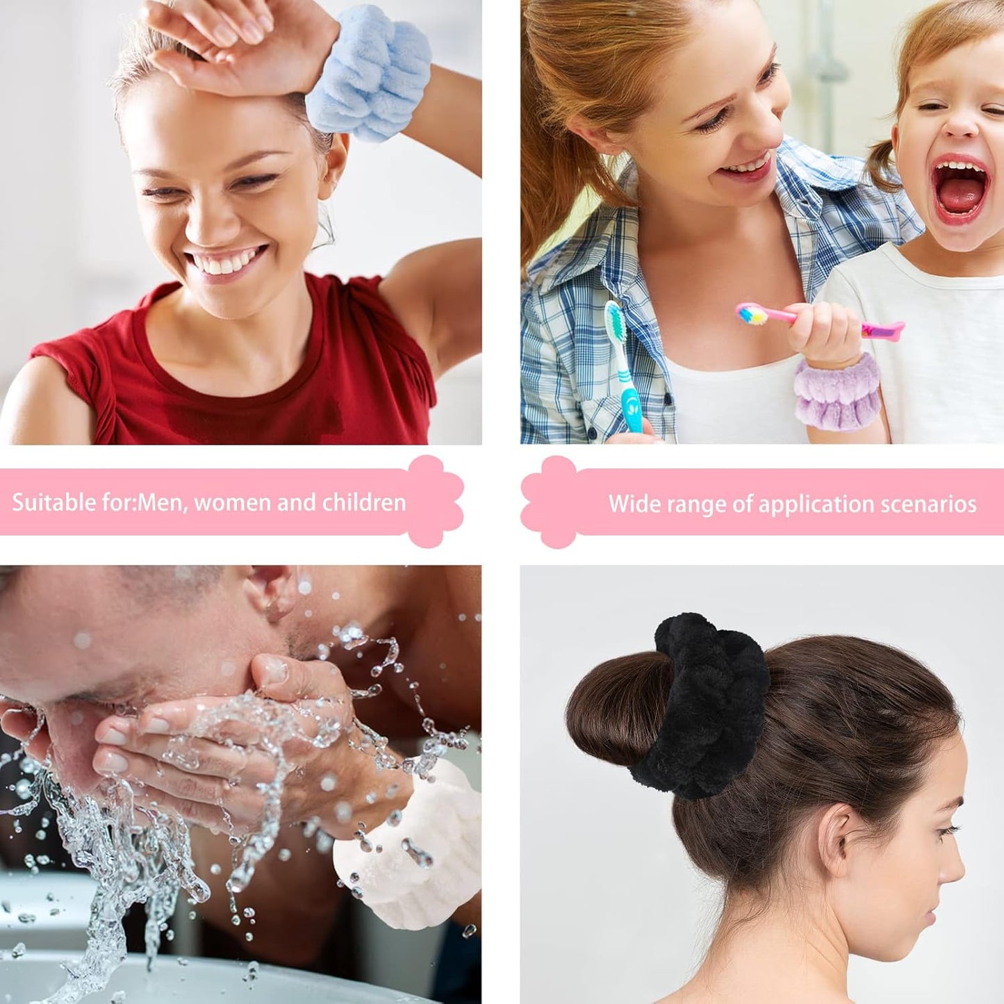 Microfiber Face Washing Wristbands - 2 Pack Absorbent Arm Towels for Spa and Daily Use for Women and Children