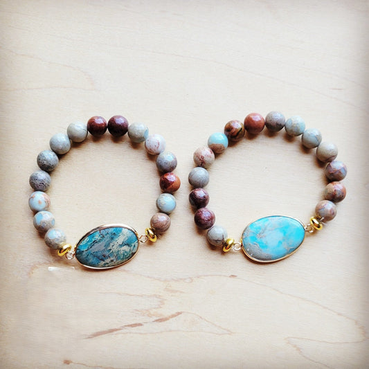 Aqua Terra Beaded Bracelet with Center Accent 809n