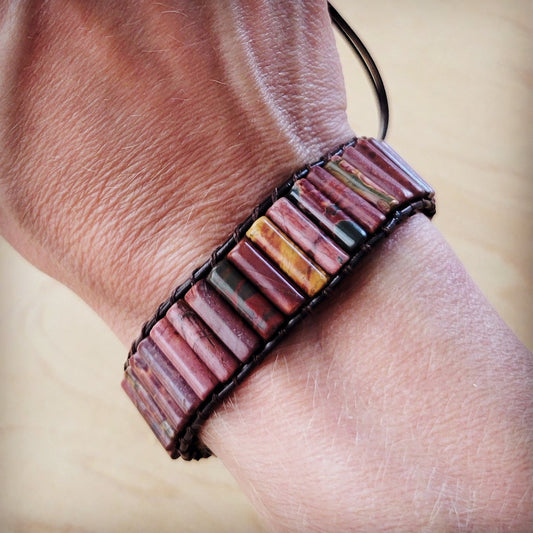 Woven Picasso Stacked Stone Beaded Bracelet 810n