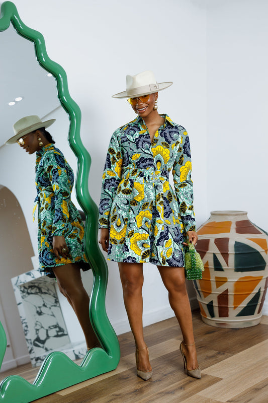 FAYO AFRICAN PRINT SHIRT DRESS [MULTICOLOR]