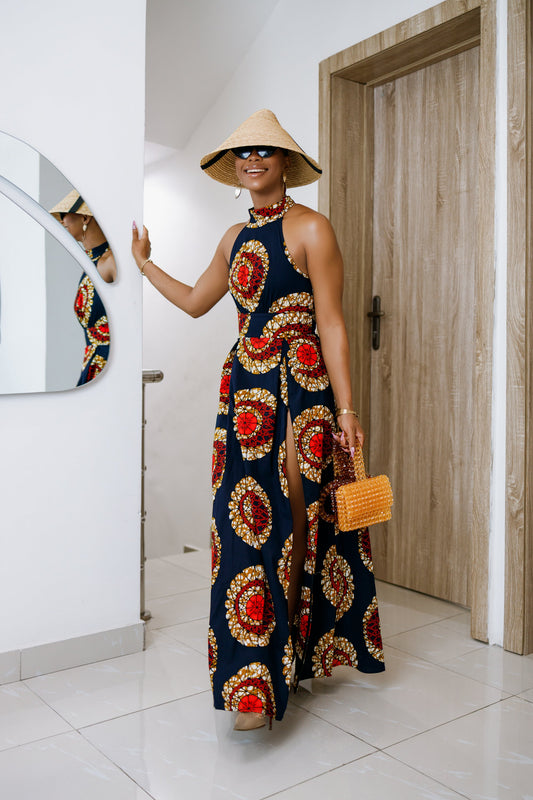 NYLA AFRICAN PRINT MAXI DRESS [RED]