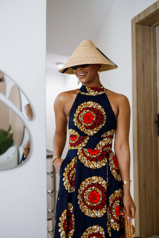 NYLA AFRICAN PRINT MAXI DRESS [RED]