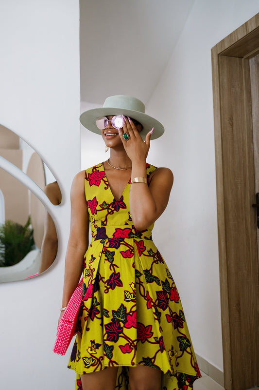 LEWA AFRICAN PRINT HIGH-LOW DRESS [MULTICOLOR]----FINAL SALE