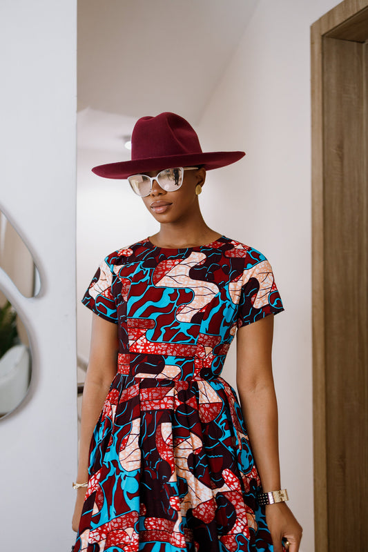 KARIMAH AFRICAN PRINT HANDKERCHIEF HEM DRESS