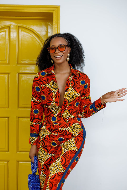 EVA AFRICAN PRINT STRAIGHT-LEG TWO PIECE SET