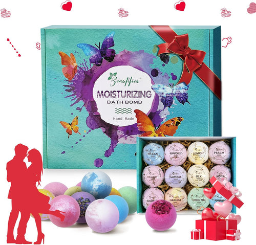 Indulge in Luxury: 12 Handmade Moisturizing Bath Bombs Gift Set with Relaxing Coconut Essential Oils - Perfect Spa Experience for Him/Her, Wife, or Girlfriend