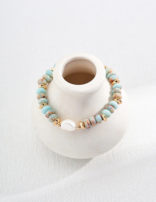 Natural Pearl Shoushan Stone Bracelet
