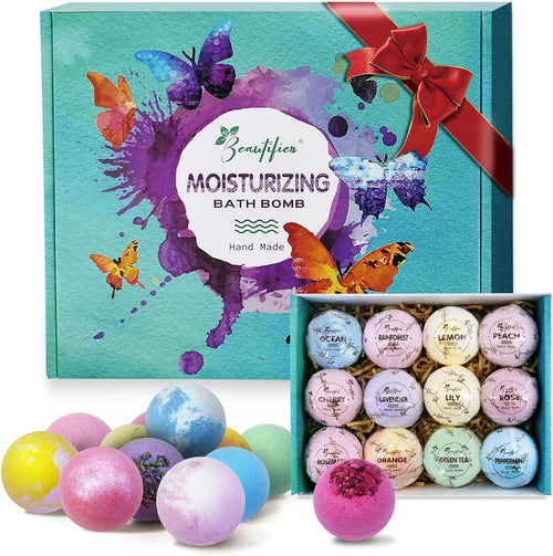 Indulge in Luxury: 12 Handmade Moisturizing Bath Bombs Gift Set with Relaxing Coconut Essential Oils - Perfect Spa Experience for Him/Her, Wife, or Girlfriend