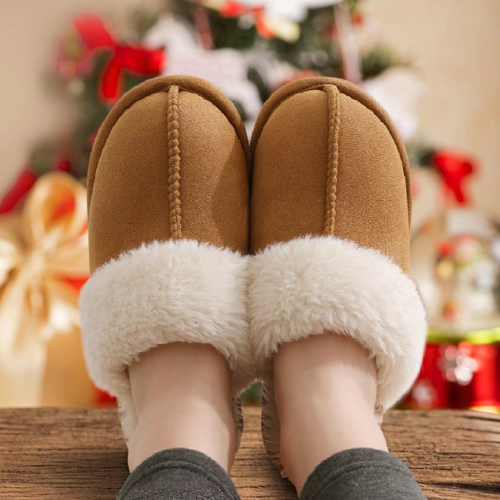 Luxurious Faux Fur Winter Slippers for Women - Comfy Indoor Plush House Shoes with Memory Foam and Anti-Slip Sole