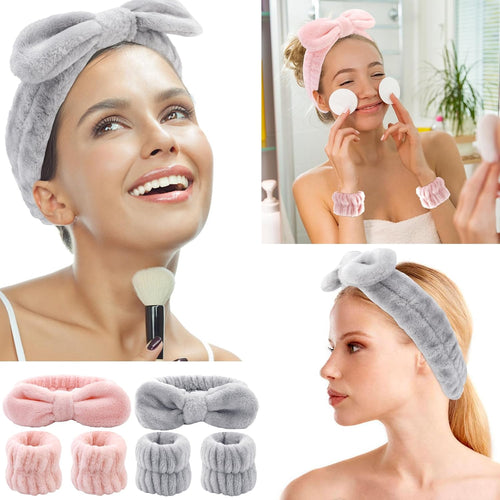 6-Piece Spa Headband and Wristband Set for Skincare and Makeup Application, Perfect for Cleansing and Sleepover Occasions