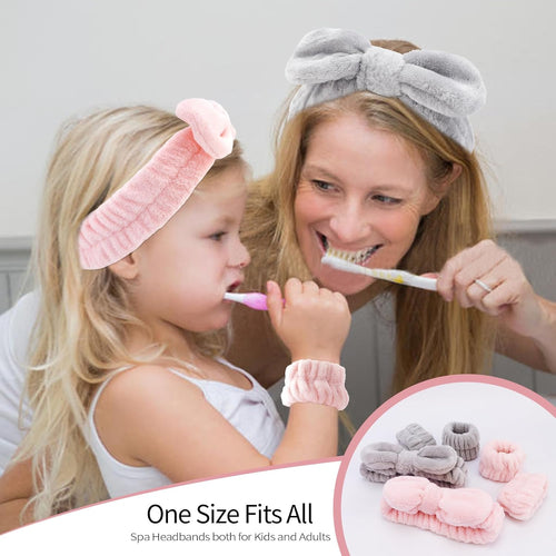 6-Piece Spa Headband and Wristband Set for Skincare and Makeup Application, Perfect for Cleansing and Sleepover Occasions