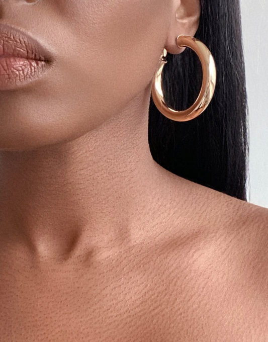 CAIRO Large Clip-On Hoop Earrings - Gold