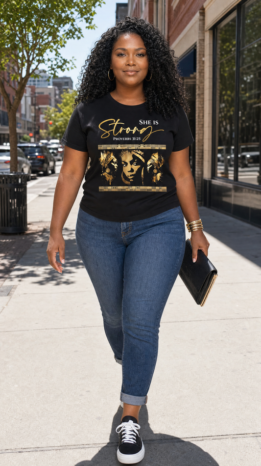 SHE IS STRONG — Proverbs 31:25 — Women's Statement Tee #2