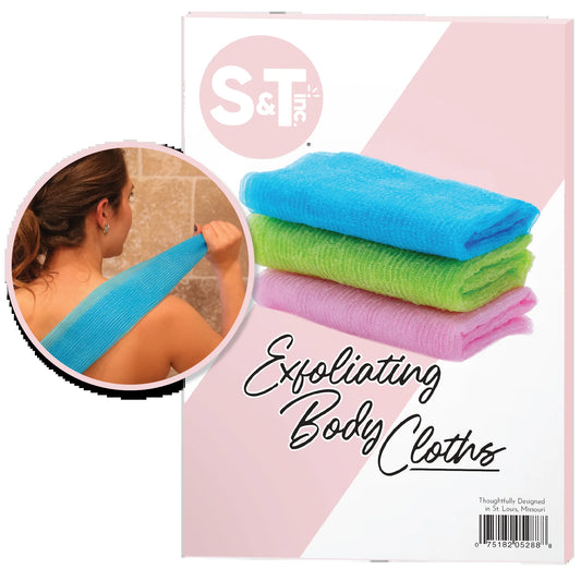 Revitalize Your Skin with the S&T INC. Back Scrubber: Exfoliating Shower Towel in Assorted Pink - 3 Pack for Ultimate Clean!