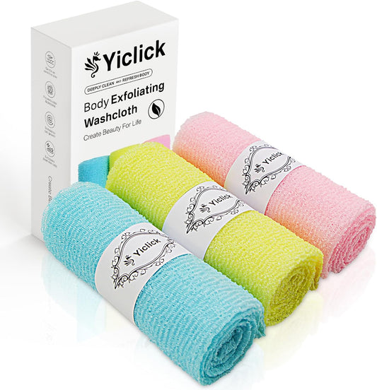Revitalize Your Skin: Exfoliating Washcloth Towel Set (3 Pack) - Body Scrubbers with Assorted Colors for a Spa-Like Shower Experience