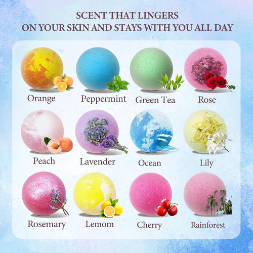 Indulge in Luxury: 12 Handmade Moisturizing Bath Bombs Gift Set with Relaxing Coconut Essential Oils - Perfect Spa Experience for Him/Her, Wife, or Girlfriend