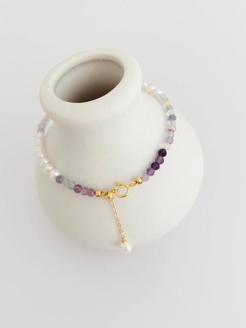 Fluorite and Pearl Bracelet