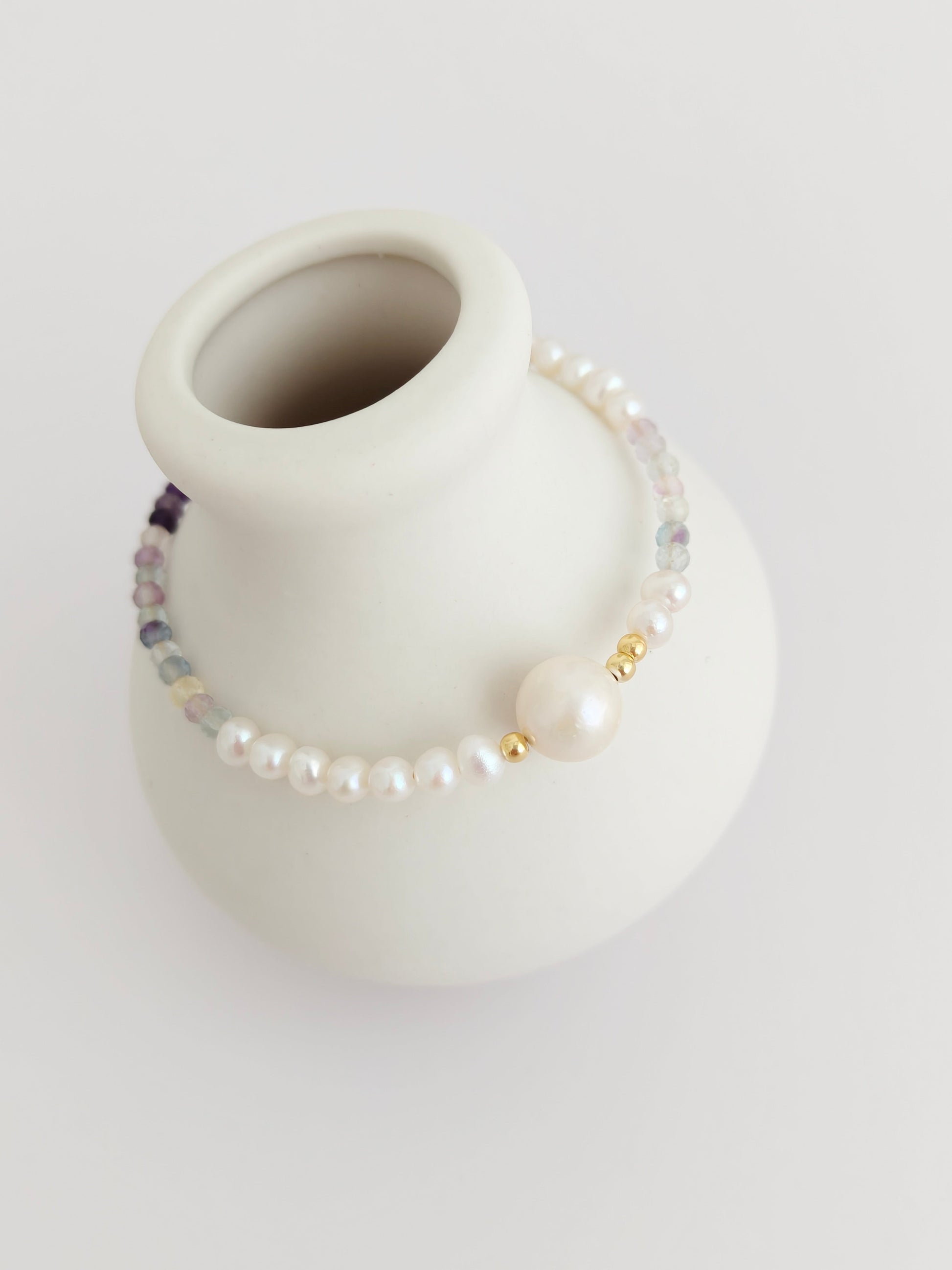 Fluorite and Pearl Bracelet