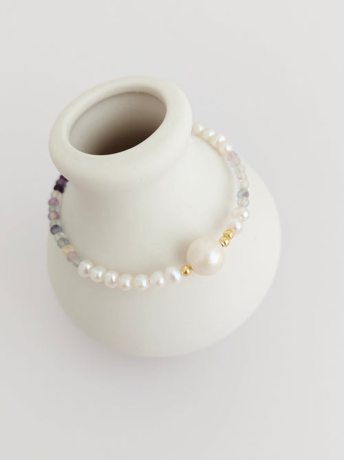 Fluorite and Pearl Bracelet