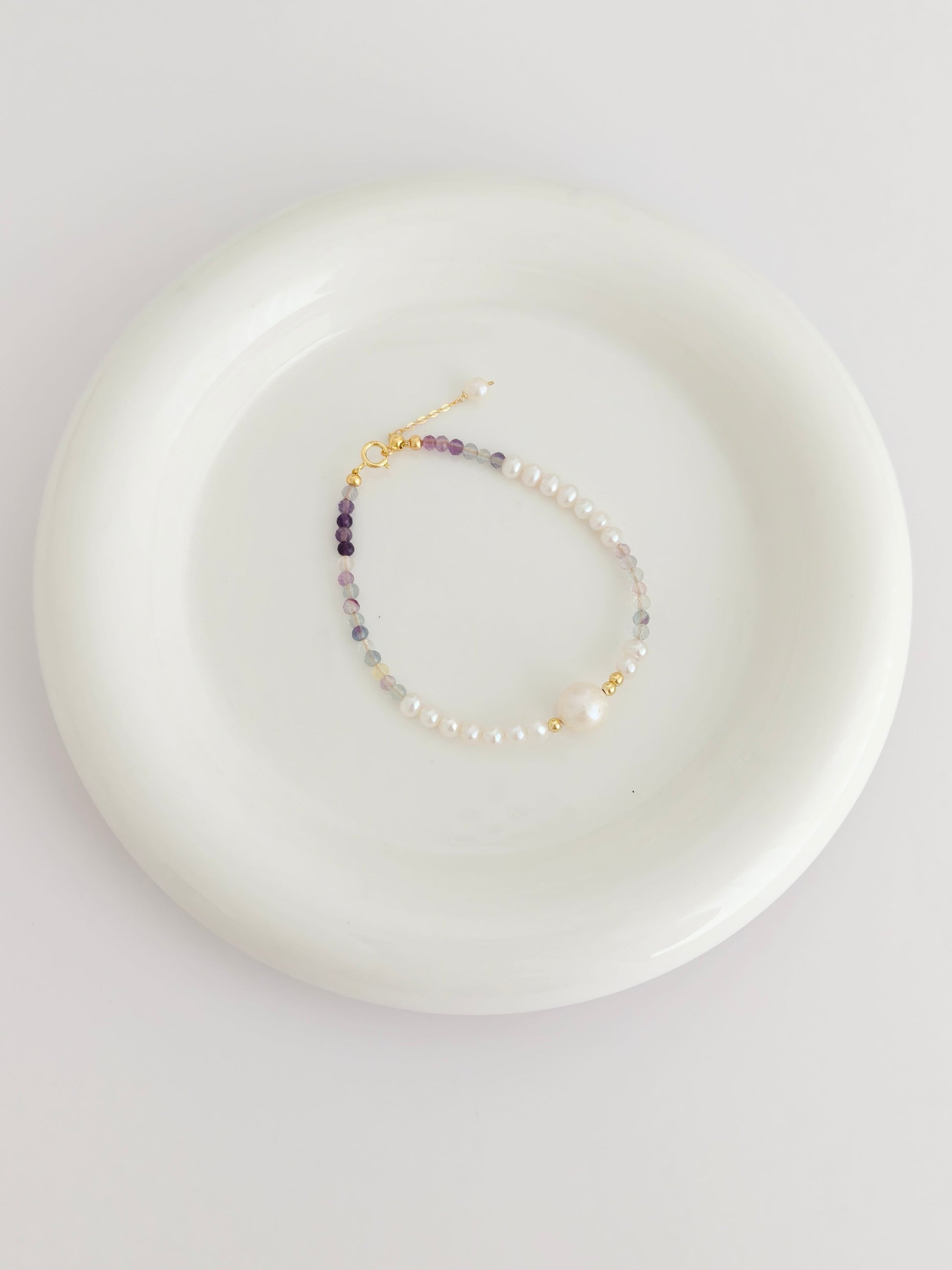 Fluorite and Pearl Bracelet
